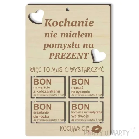 pocztowka bon prezentowy dla kobiety drewniana 140x90 mm