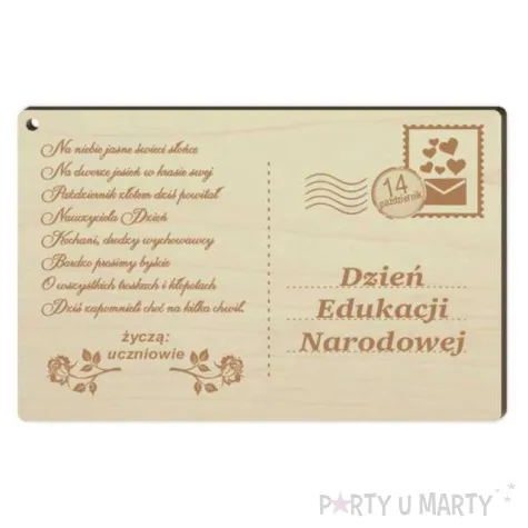 pocztowka dzien edukacji narodowej drewniana 140x90 mm