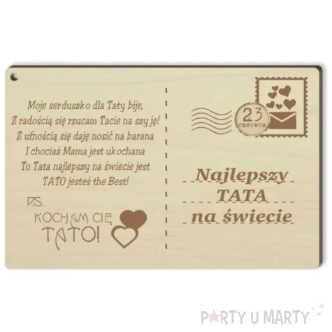 pocztowka dzien ojca najlepszy tata na swiecie drewniana 140x90 mm