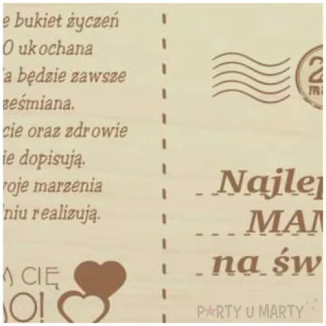 pocztowka najlepsza mama na swiecie drewniana 140x90 mm