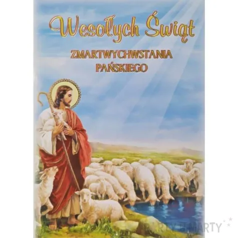 pocztowka wesolego alleluja jezus i baranki maki 104 x 147 mm