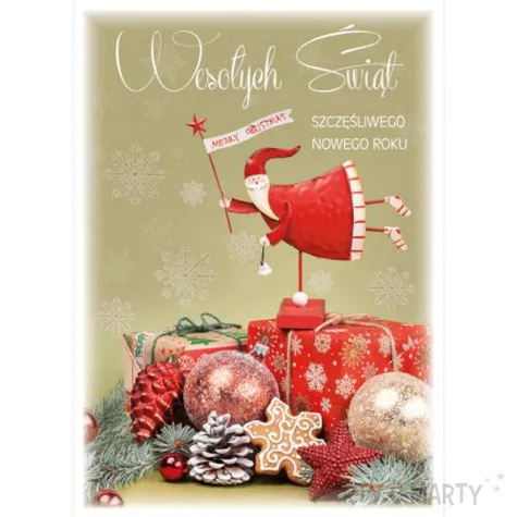 pocztowka wesolych swiat stroik z mikolajem maki a6