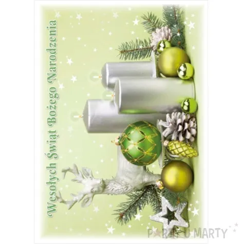 pocztowka wesolych swiat stroik zielony maki a6