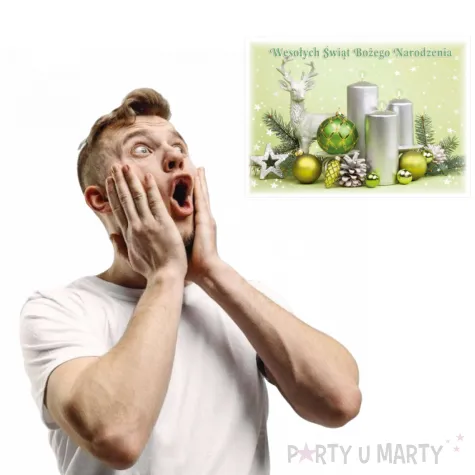 pocztowka wesolych swiat stroik zielony maki a6