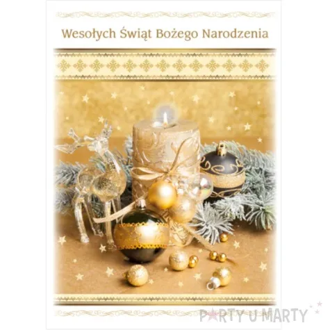 pocztowka wesolych swiat stroik zloty maki a6