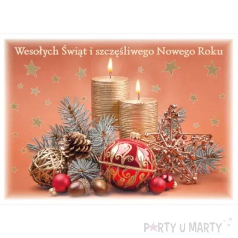 pocztowka wesolych swiat zloty stroik i swiece maki a6