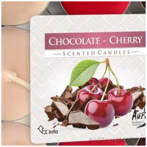 podgrzewacz zapachowy miks kolorow czekolada wisnia bispol 4h 18 szt