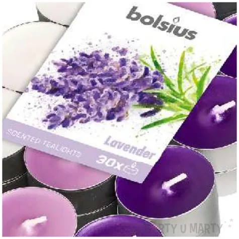 podgrzewacz zapachowy miks kolorow lawendowe fioletowe bolsius 4h 30 szt