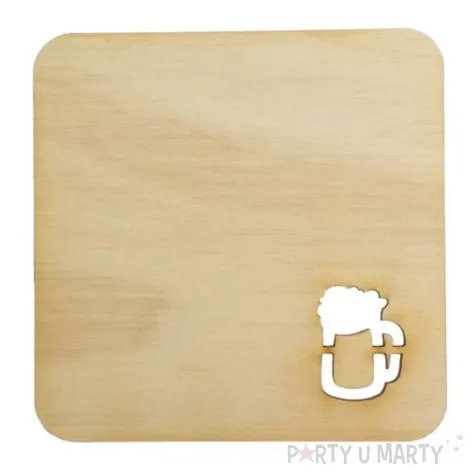 podkladka drewniana kufel piwa kwadratowa 10 cm