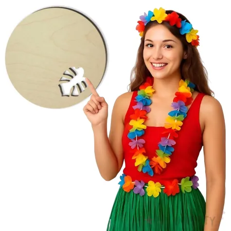 podkladka drewniana monstera lisc okragla 10 cm