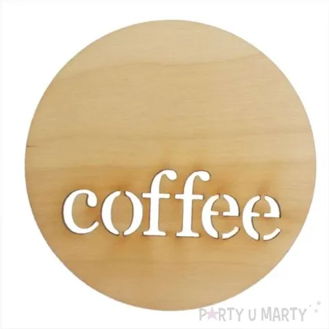 podkladka drewniana napis coffee okragla 10 cm