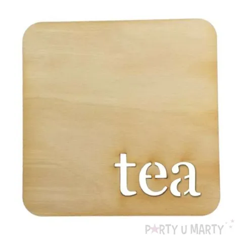 podkladka drewniana napis tee kwadratowa 10 cm