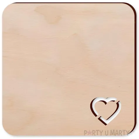 podkladka drewniana serce kwadratowa 10 cm