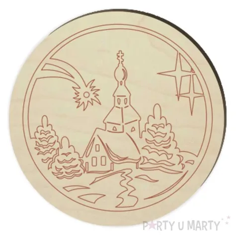 podkladki drewniane kosciol zima 6 szt