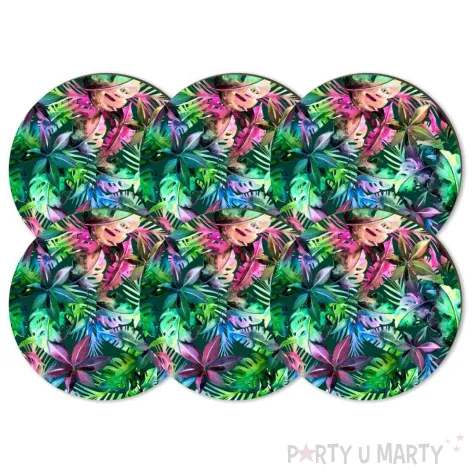 podkladki drewniane liscie palmy zielono rozowe 6 szt