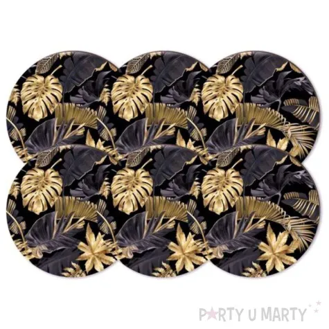 podkladki drewniane liscie palmy zloto czarne 6 szt
