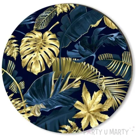 podkladki drewniane liscie palmy zloto granatowe 6 szt