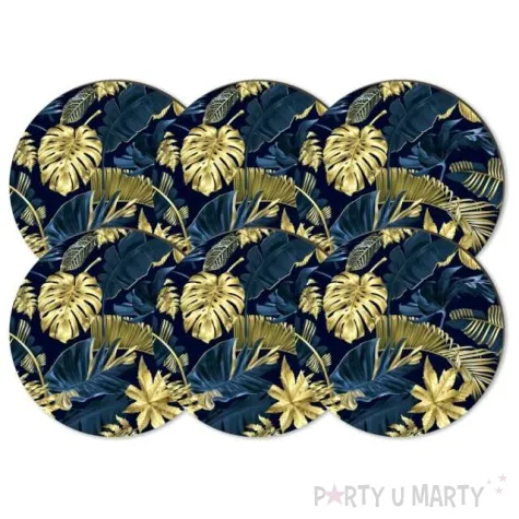 podkladki drewniane liscie palmy zloto granatowe 6 szt