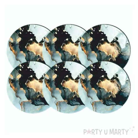 podkladki drewniane marmur grafitowy 6 szt