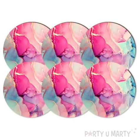 podkladki drewniane marmur witrazowy 6 szt