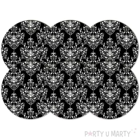 podkladki drewniane ornamet bialy czarne 6 szt