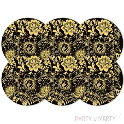 podkladki drewniane ornamet zloty czarne 6 szt