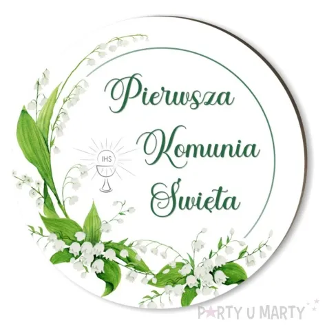 podkladki drewniane pierwsza komunia swieta konwalie 6 szt