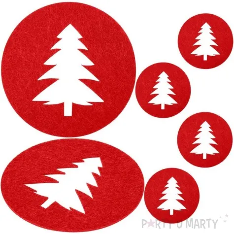 podkladki filcowe choinka czerwony czakos 6 szt