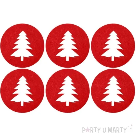 podkladki filcowe choinka czerwony czakos 6 szt