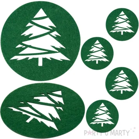 podkladki filcowe choinka z lancuchem zielony czakos 6 szt