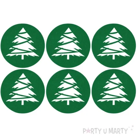 podkladki filcowe choinka z lancuchem zielony czakos 6 szt