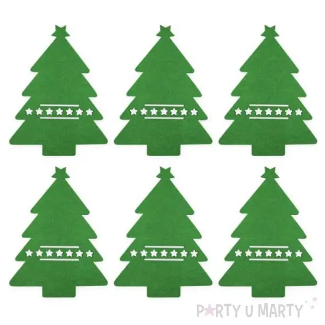 podkladki filcowe choinki pod sztucce zielone partypal 6 szt