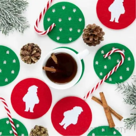 podkladki filcowe mikolaje pod kubek czerwone partypal 6 szt