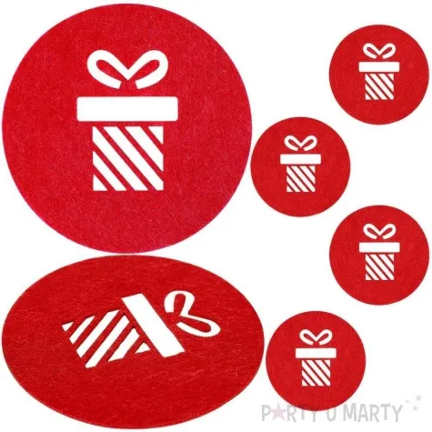 podkladki filcowe prezenty w paski czerwony czakos 6 szt