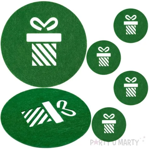 podkladki filcowe prezenty w paski zielony czakos 6 szt