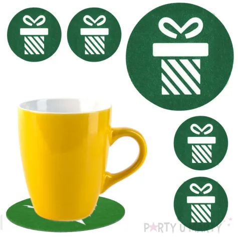 podkladki filcowe prezenty w paski zielony dekolo 6 szt