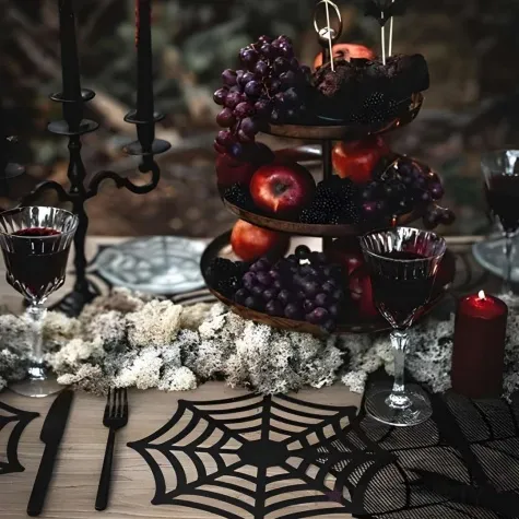 podkladki na stol pajeczyna czarny partydeco 27 5 cm 4 szt