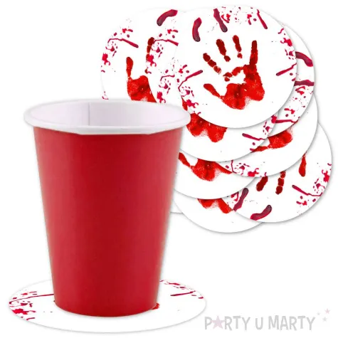 podkladki papierowe halloween krwawa reka 9 5 cm 12 szt