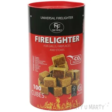 podpalka do grilla i kominka kostki szare tuba firefamily 100 szt