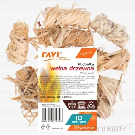 podpalka do grilla i kominka welna drzewna ravi 10 szt