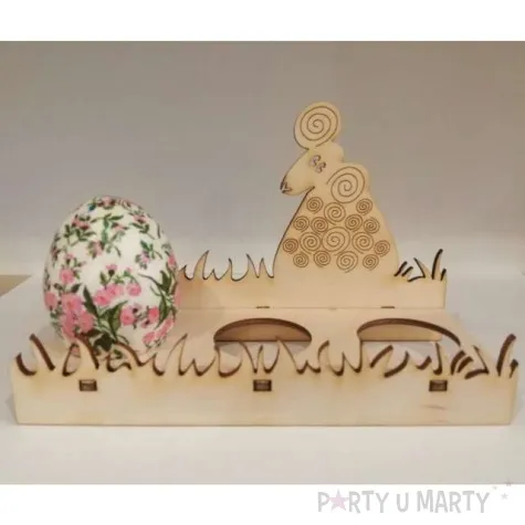 podstawka do jajek trawa baranek drewno 150x96x61 mm