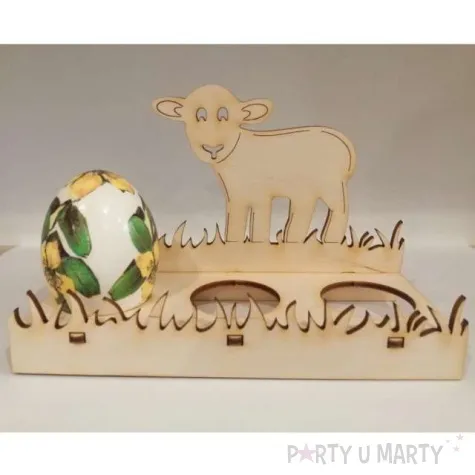 podstawka do jajek trawa owieczka drewno 150x96x61 mm