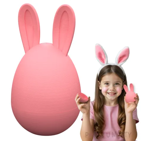 podstawka na jajko jajko pisanka z kroliczymi uszami rozowy jasny 10 5 cm