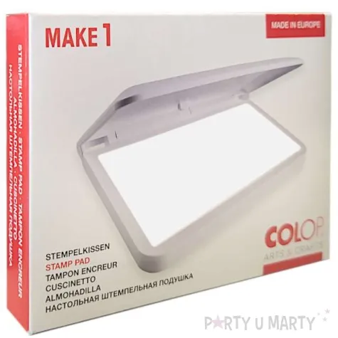 poduszka do stempli make 1 pudelko nasaczona biala tusz wodny colop 90 x 50 mm