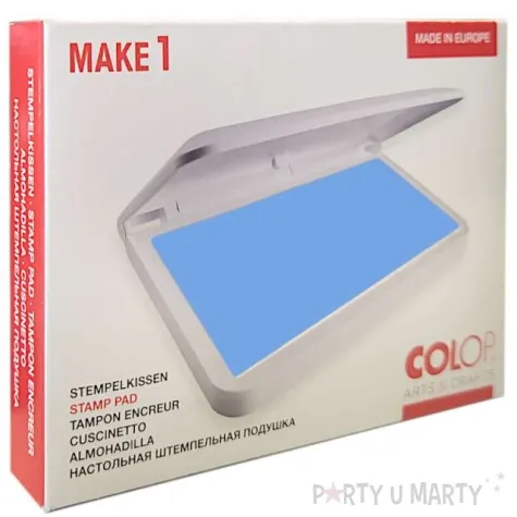 poduszka do stempli make 1 pudelko nasaczona niebieska tusz wodny colop 90 x 50 mm