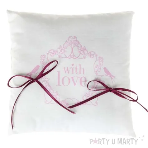 poduszka kwadratowa pod obraczki with love rozowy santex 18 x 18 cm 1 szt