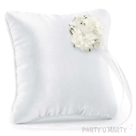 poduszka pod obraczki bialy bukiecik biala partydeco 16x16 cm