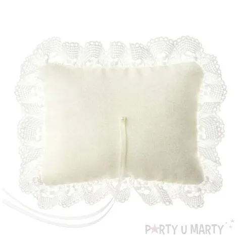 poduszka pod obraczki koronka mat kremowa partydeco 13x9 cm