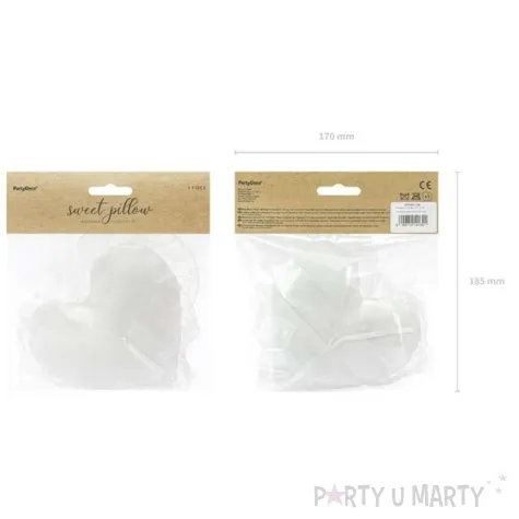 poduszka pod obraczki serce biala partydeco 13x13 cm