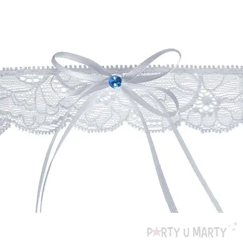 podwiazka koronkowa kokardka biala partydeco